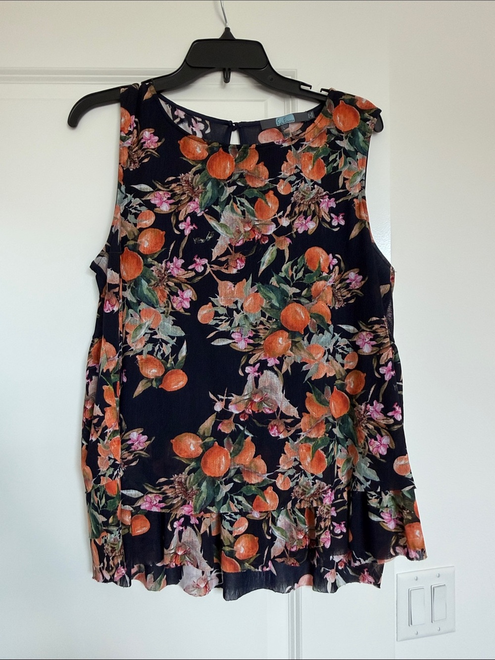 Eva Franco Black Camisole with Orange & Pink Floral Print